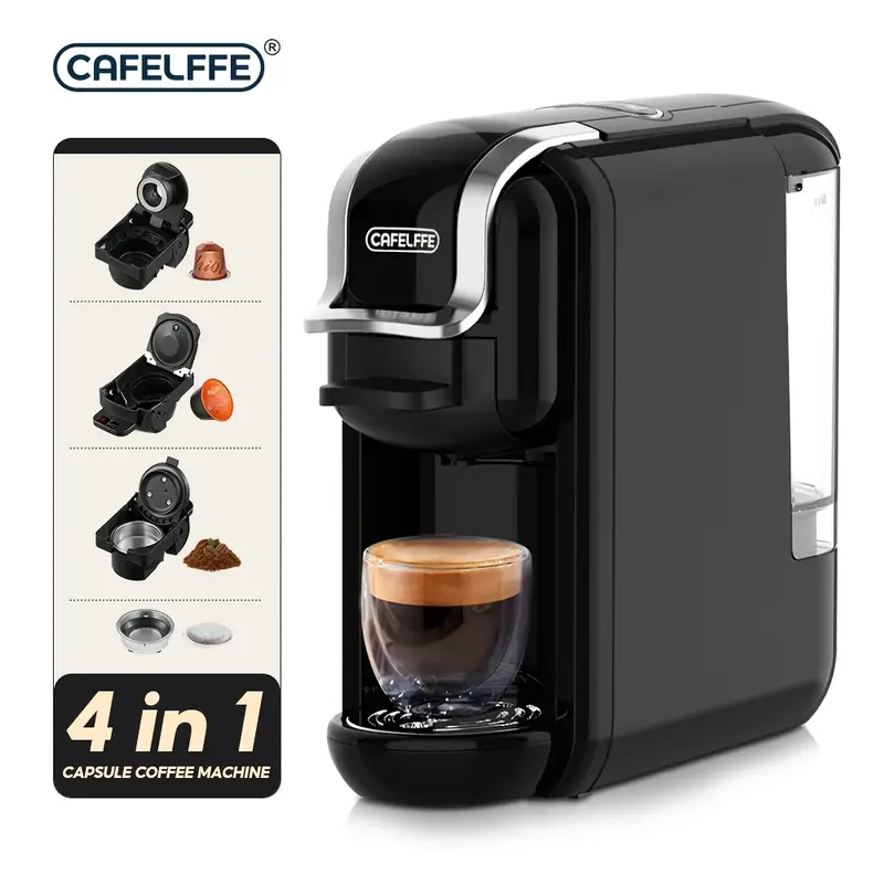 1 CAFELFFE 4 In 1 Capsule Coffee Maker MK603, Hot/Cold Brew Espresso Machine, 19Bar, Suitable For Nec* Capsules, DG* Capsules, ESE And Coffee Powder, Easy To Clean, Rust-proof, 0.6L Removable Water Tank, Suitable For Home Kitchen And Gift Giving - Knapdirect