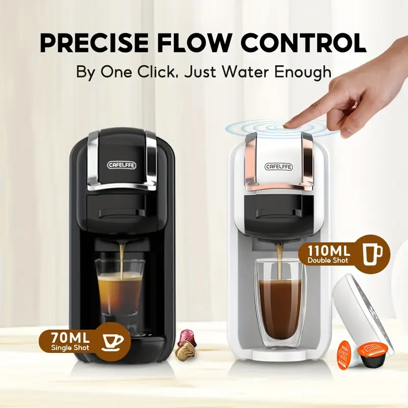 4 CAFELFFE 4 In 1 Capsule Coffee Maker MK603, Hot/Cold Brew Espresso Machine, 19Bar, Suitable For Nec* Capsules, DG* Capsules, ESE And Coffee Powder, Easy To Clean, Rust-proof, 0.6L Removable Water Tank, Suitable For Home Kitchen And Gift Giving - Image 4