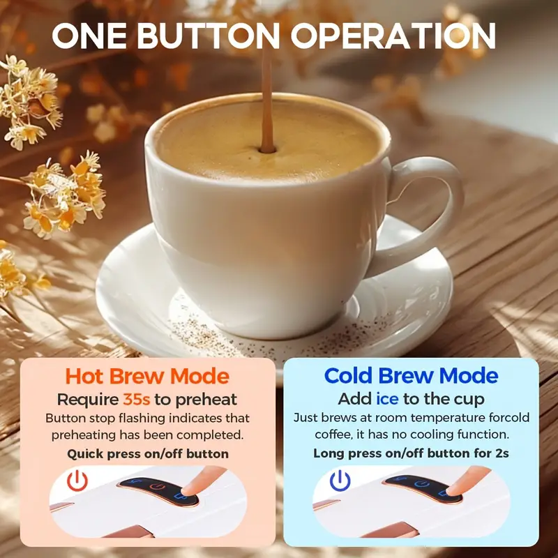 8 CAFELFFE 4 In 1 Capsule Coffee Maker MK603, Hot/Cold Brew Espresso Machine, 19Bar, Suitable For Nec* Capsules, DG* Capsules, ESE And Coffee Powder, Easy To Clean, Rust-proof, 0.6L Removable Water Tank, Suitable For Home Kitchen And Gift Giving - Image 8