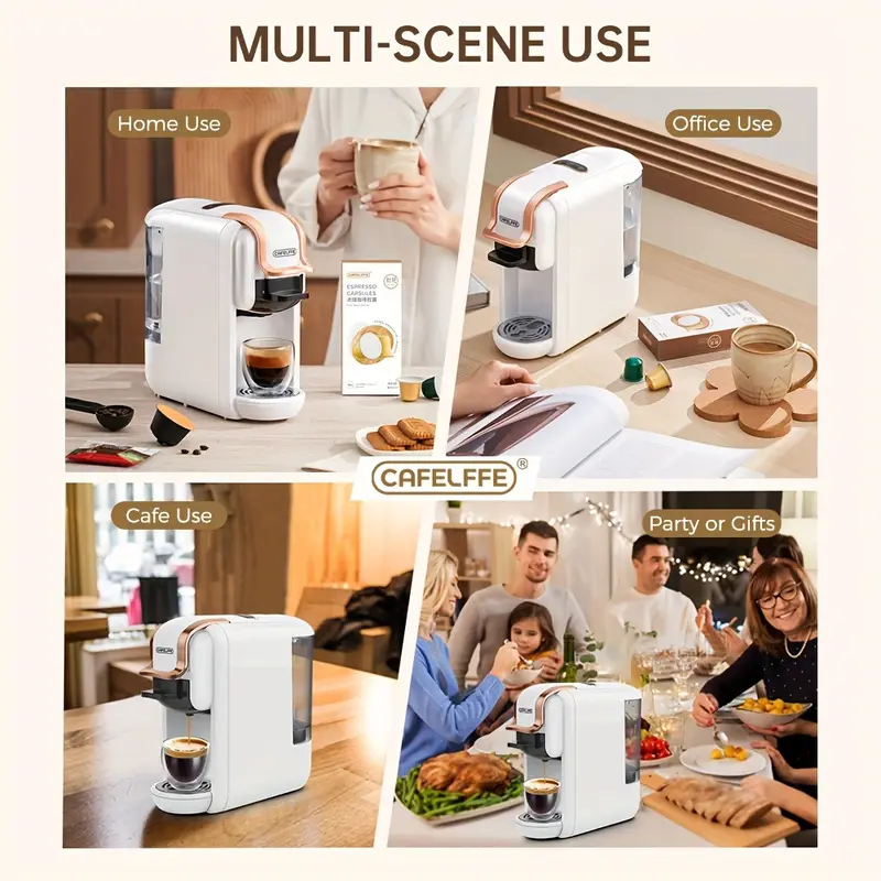 9 CAFELFFE 4 In 1 Capsule Coffee Maker MK603, Hot/Cold Brew Espresso Machine, 19Bar, Suitable For Nec* Capsules, DG* Capsules, ESE And Coffee Powder, Easy To Clean, Rust-proof, 0.6L Removable Water Tank, Suitable For Home Kitchen And Gift Giving - Image 9